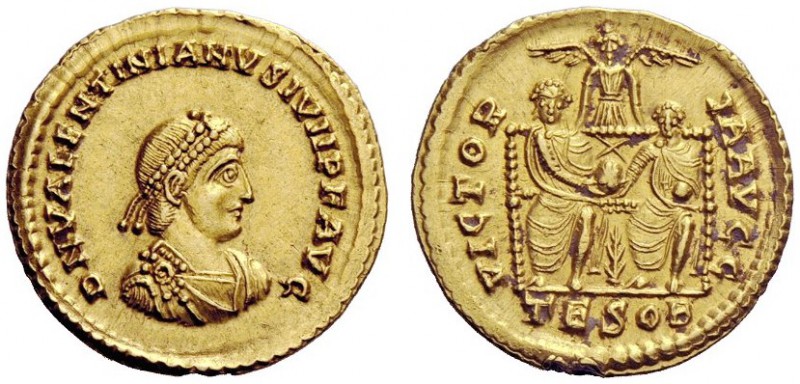 THE ROMAN EMPIRE 
 Valentinian II, 375 – 392 
 Solidus, Thessalonica 378–383, ...