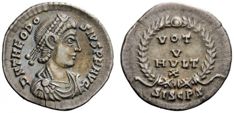 THE ROMAN EMPIRE 
 Thedosius I, 379 – 395 
 Siliqua, Siscia 379-378, AR 1.92 g...