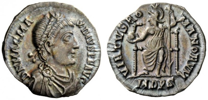 THE ROMAN EMPIRE 
 Magnus Maximus, 383 – 388 
 Siliqua, Mediolanum 383-388, AR...