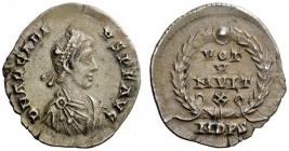 THE ROMAN EMPIRE 
 Arcadius, 383 – 408 
 Siliqua, Mediolanum 383-387, AR 1.73 g. Diademed, draped and cuirassed bust r. Rev. Legend within wreath. C...