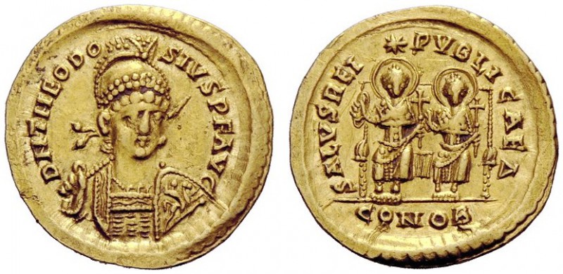 THE ROMAN EMPIRE 
 Theodosius II, 402 – 450 
 Solidus, Constantinopolis 425-42...