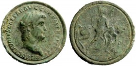 THE ROMAN EMPIRE 
 Contorniate time of Valentinian III 
 Hammered contorniate, Æ 26.08 g. Laureate head of Nero r. Rev. Achilles, with sword and shi...