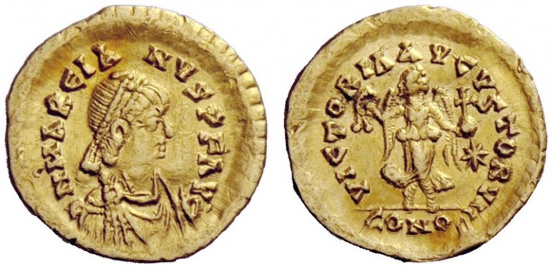 THE ROMAN EMPIRE 
 Marcian, 450 – 457 
 Tremissis, Constantinopolis 450, AV 1....