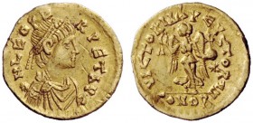 THE ROMAN EMPIRE 
 Leo I, 457 – 474 
 Tremissis, Constantinopolis 457-468, AV 1.47 g. Pearl-diademed, draped and cuirassed bust r. Rev. Victory adva...