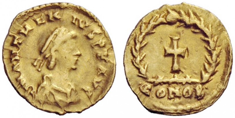THE ROMAN EMPIRE 
 Anthemius, 467 – 472 
 Tremissis 468, AV 1.46 g. Pearl diad...