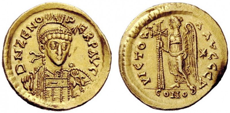 THE ROMAN EMPIRE 
 Zeno, second reign 476 – 491 
 Solidus, Constantinopolis 47...