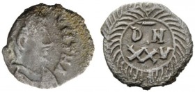 THE ROMAN EMPIRE 
 Migration of the German tribes The Vandals 
 Gunthamund. 25 denarii, Carthago 484-496, AR 0.45 g. Diademed and draped bust r. Rev...