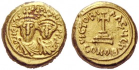 THE BYZANTINE EMPIRE 
 Constans II, September 641 – 15 July 678, with colleagues from 654 Constantinopolis 
 Solidus, Carthago 619-620, AV 4.48 g. F...