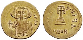 THE BYZANTINE EMPIRE 
 Constans II, September 641 – 15 July 678, with colleagues from 654 Constantinopolis 
 Solidus 651-654, AV 4.42 g. Bust facing...