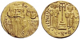 THE BYZANTINE EMPIRE 
 Constans II, September 641 – 15 July 678, with colleagues from 654 Constantinopolis 
 Solidus 654-659, AV 4.45 g. Facing bust...