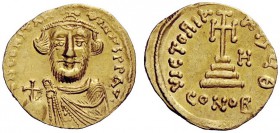 THE BYZANTINE EMPIRE 
 Constans II, September 641 – 15 July 678, with colleagues from 654 Constantinopolis 
 Solidus circa 647, AV 4.46 g. Bust faci...
