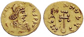 THE BYZANTINE EMPIRE 
 Constans II, September 641 – 15 July 678, with colleagues from 654 Constantinopolis 
 Miliaresion 641-668, AV 2.14 g. Diademe...