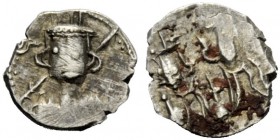 THE BYZANTINE EMPIRE 
 Constantine IV, Pogonatus 13 April 654 – 10 July 685 
 Half siliqua, Carthago 674-681, AR 0.34 g. Facing bust, with short bea...