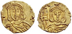 THE BYZANTINE EMPIRE 
 Constantine V, 741 – 775, with Leo IV from 751 
 Tremissis, Syracuse 751-775, AV 1.25 g. Bust of bearded Constantine V facing...