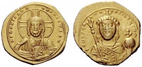 THE BYZANTINE EMPIRE 
 Constantine IX Monomachus, 1042-1055 
 Tetarteron nomisma 1042-1055, AV 4.05 g. Nimbate bust of Christ facing. Rev. Crowned b...