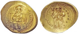 THE BYZANTINE EMPIRE 
 Constantine X Ducas, 1059-1067 
 Histamenon nomisma circa 1059-1067, AV 4.41 g. Christ, nimbate, enthroned facing. Rev. Emper...