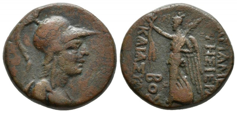 APAMEIA. Ae20. Siglo I a.C. A/ Busto de Athena a derecha con casco corintio. R/ ...