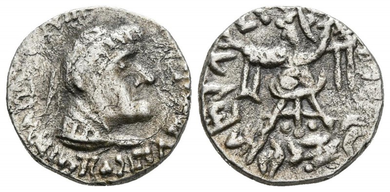 BAKTRIA, Indo-Grecia. Strato II. Dracma. 25-15 a.C. Jammu. A/ Busto diademado y ...