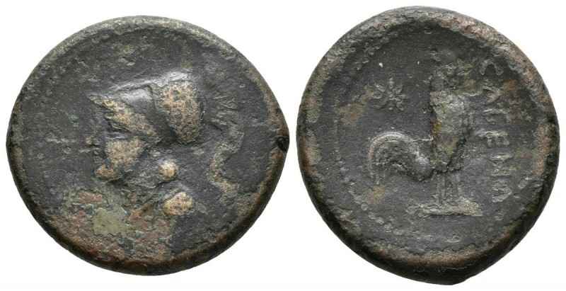 CAMPANIA, Teanum Sidicinum. Ae22. 265-240 a.C. A/ Cabeza de Minerva con casco a ...