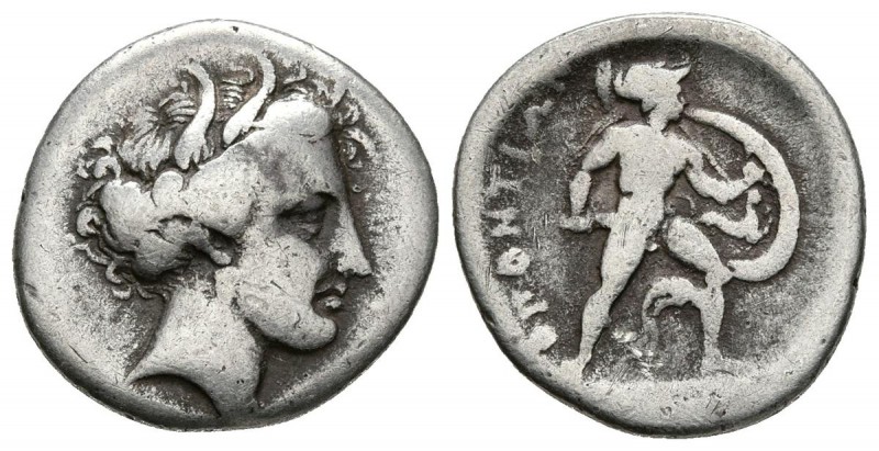 LOKRIS. Lokri Opuntii. Hemidracma o Trióbolo. 340-330 a.C. A/ Cabeza de Persepho...