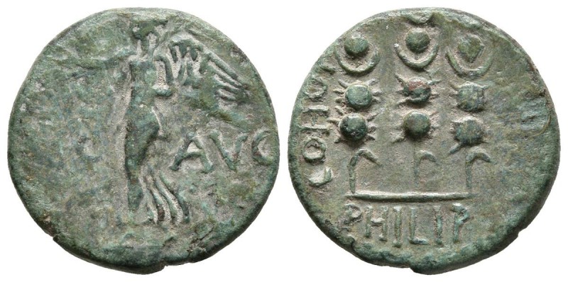MACEDONIA. Philippi. Pseudo-Autonoma. Ae18. 41-68 a.C. Tiempos de Claudio y Neró...