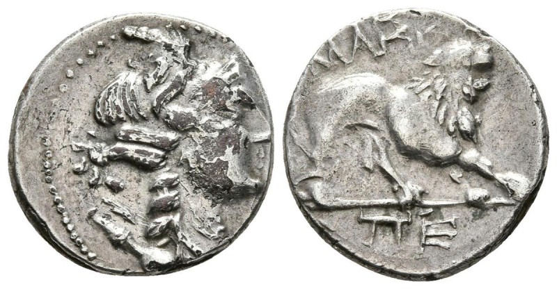 MASSALIA (Gaul). Dracma. 121-82 a.C. A/ Busto con diadema y drapeado de Artemis ...