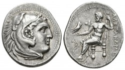 REINO DE MACEDONIA. Alejandro III Magno. Dracma. 336-323 a.C. Ceca incierta. A/ Cabeza de Herakles con piel de león a derecha. R/ Zeus sedente a izqui...