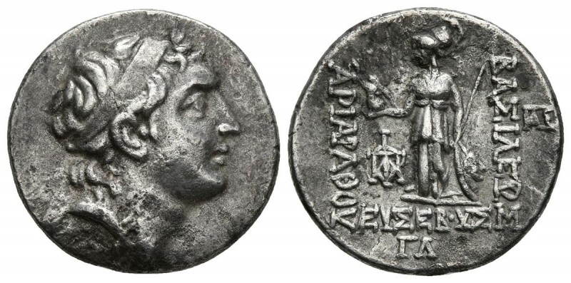 REYES DE CAPPADOCIA. Ariobarzanes I Philoromaios. Dracma. 96-63 a.C. A/ Cabeza c...