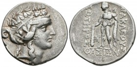 THASOS, Thracia. Tetradracma. 148-80 a.C. A/ Cabeza de Dionysos a derecha con corona de hiedra. R/ Hércules estante a izquierda sosteniendo maza y pie...