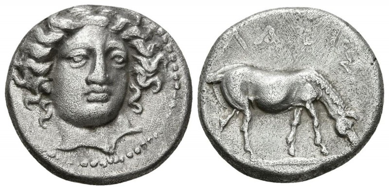 THESSALIA, Larissa. Dracma. 400-380 a.C. A/ Cabeza de la ninfa Larissa ligeramen...