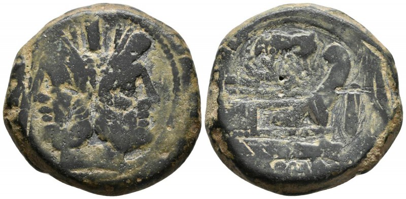 ACUÑACIONES ANONIMAS. As. 169-158 a.C. Roma. A/ Cabeza de Jano bifronte, encima ...