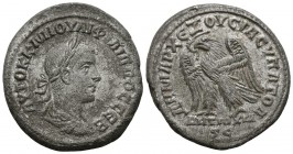 FILIPO II. Tetradracma. 249 d.C. Antioquía. A/ Busto laureado y drapeado con coraza a derecha. R/ Aguila a izquierda con alas extendidas y corona en e...