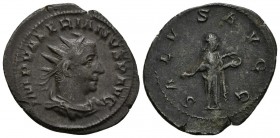 VALERIANO I. Antoniniano. 257-259 d.C. Mediolanum. A/ Busto radiado y drapeado con coraza a derecha. IMP VALERIANVS P AVG. R/ Salus en pie a derecha a...