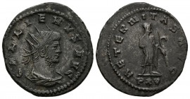 GALIENO. Antoniniano. 253-268 d.C. Antioquía. A/ Busto radiado y drapeado con coraza a derecha. GALLIENVS AVG. R/ Saturno estante a derecha portando h...