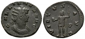 GALIENO. Antoniniano. 260-268 d.C. Roma. A/ Busto radiado con coraza a derecha. GALLIENVS AVG. R/ Marte estante a izquierda portando globo y lanza, en...