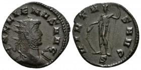 GALIENO. Antoniniano. 260-261 d.C. Mediolanum. A/ Busto radiado con drapeado sobre hombro izquierdo a derecha. GALLIENVS AVG. R/ Virtus estante a izqu...