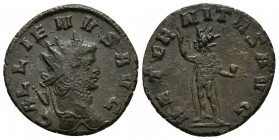 GALIENO. Antoniniano. 264-267 d.C. Roma. A/ Busto radiado y con coraza a derecha. GALLIENVS AVG. R/ Sol estante a izquierda con mano levantando y port...