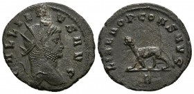GALIENO. Antoniniano. 267-268 d.C. Roma. A/ Busto radiado a derecha. GALLIENVS AVG. R/ Pantera a izquierda. LIBERO P CONS AVG, en exergo B. RIC 230. A...