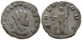 CLAUDIO II. Antoniniano. 268-270 d.C. Antioquía. A/ Busto radiado y con coraza a derecha. IMP C CLAVDIVS AVG. R/ Salus estante a izquierda portando ce...