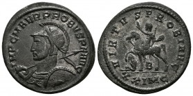 PROBO. Antoniniano. 276-282 d.C. Siscia. A/ Busto con casco y coraza a izquierda, portando lanza sobre el hombro y escudo. IMP C M AVR PROBVS P F AVG....