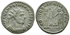 MAXIMIANO HERCULEO. Antoniniano. 286-305 d.C. Heráclea. A/ Busto radiado y con coraza a derecha. IMP C M A MAXIMIANVS PF AVG. R/ Júpiter estante a izq...