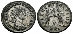 MAXIMIANO HERCULEO. Antoniniano. 286-305 d.C. Siscia. A/ Busto radiado y drapeado con coraza a derecha. IMP C M A VAL MAXIMIANVS P F AVG. R/ Emperador...