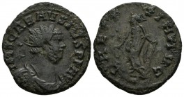 CARAUSIO. Antoniniano. 287-290 d.C. Londinium (Sin marca de ceca). A/ Busto radiado y drapeado con coraza a derecha. IMP CARAVSIVS P F. R/ Laetitita e...