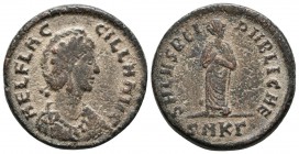 AELIA FLACCILLA. Maiorina. 379-386 d.C. Cyzicus, 3º Oficina. A/ Busto diademado y drapeado a derecha. AEL FLACCILLA AVG. R/ Emperatriz en pie con braz...