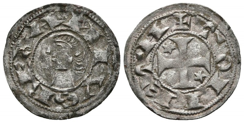 ALFONSO VIII. Dinero. (1158-1214). Toledo. R/ TOLETA. AB 26.1 (Alfonso I) como d...