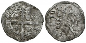 ALFONSO IX. Dinero. (1188-1230). Sancti Iacobi (Santiago de Compostela). SI superpuesta y cruz potenzada entre las patas. AB 130.3. Ve. 0,82g. BC+. Es...