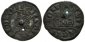 ALFONSO XI. Cornado-Dinero Coronado. (1312-1350). Coruña. Falsa de época. Perforado para circular como sexto de Noven, de este modo es aceptada como m...