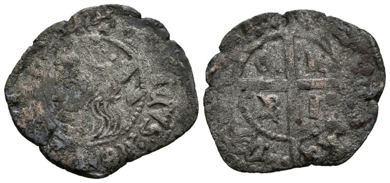 ENRIQUE II. Cruzado. (1368-1379). Villalón. AB 476. Ve. 1,60g. MBC-. Escasa.