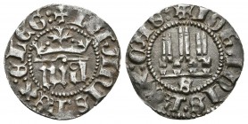 JUAN I. 1/6 Real. (1379-1390). Sevilla. A/ Leyenda + IOHANIS : REX : E LEG :. AB 543. Ar. 0,57g. Suave pátina. MBC+.