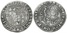 REYES CATOLICOS. 1 Real. (1474-1504). Sevilla. Cal-367var; J. Luis López de la Fuente F6.3.6.2. Ar. 3,30g. MBC+.